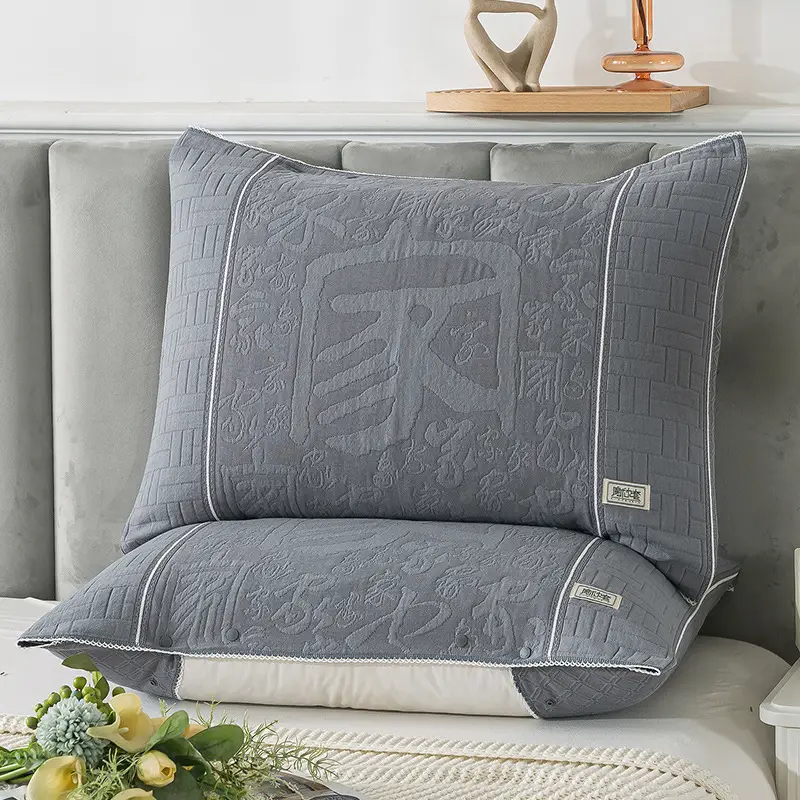 Cotton Pillow Cover Non-Slip Buckle Fixed Pink
