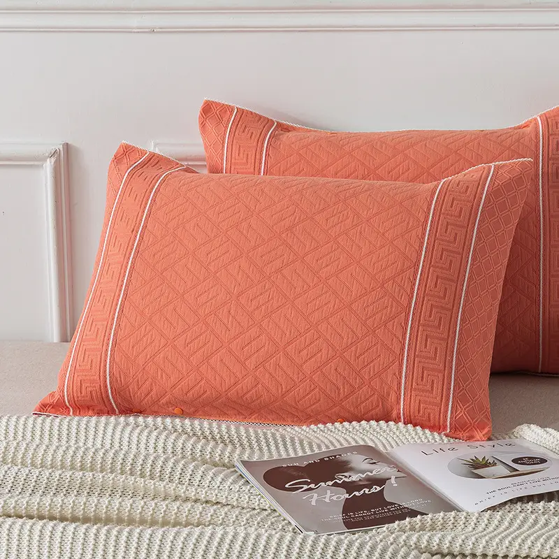 Cotton Pillow Cover Non-Slip Buckle Fixed Pink