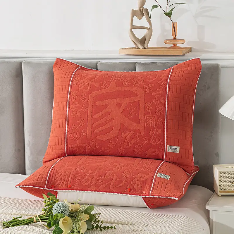 Cotton Pillow Cover Non-Slip Buckle Fixed Pink