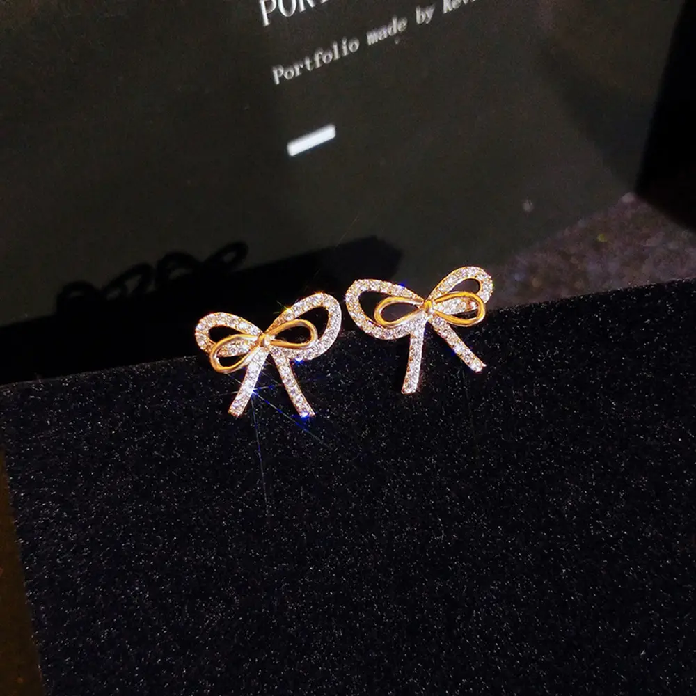 Korean Diamond Fairy Bow Earrings for Women — feature 6
