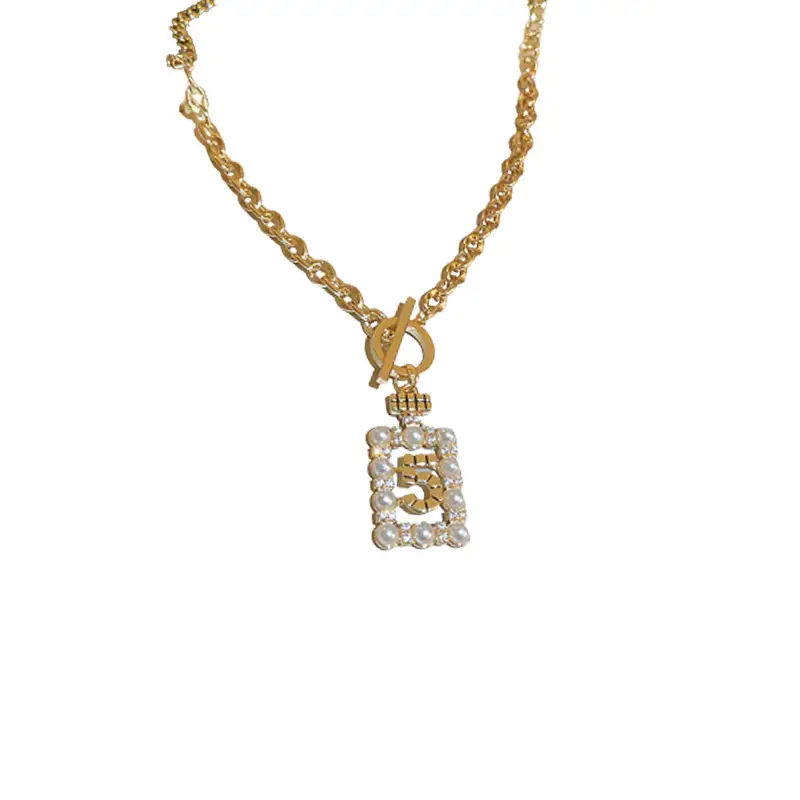 Alphanumeric Geometric Zircon Pearl T-Necklace - Image 20