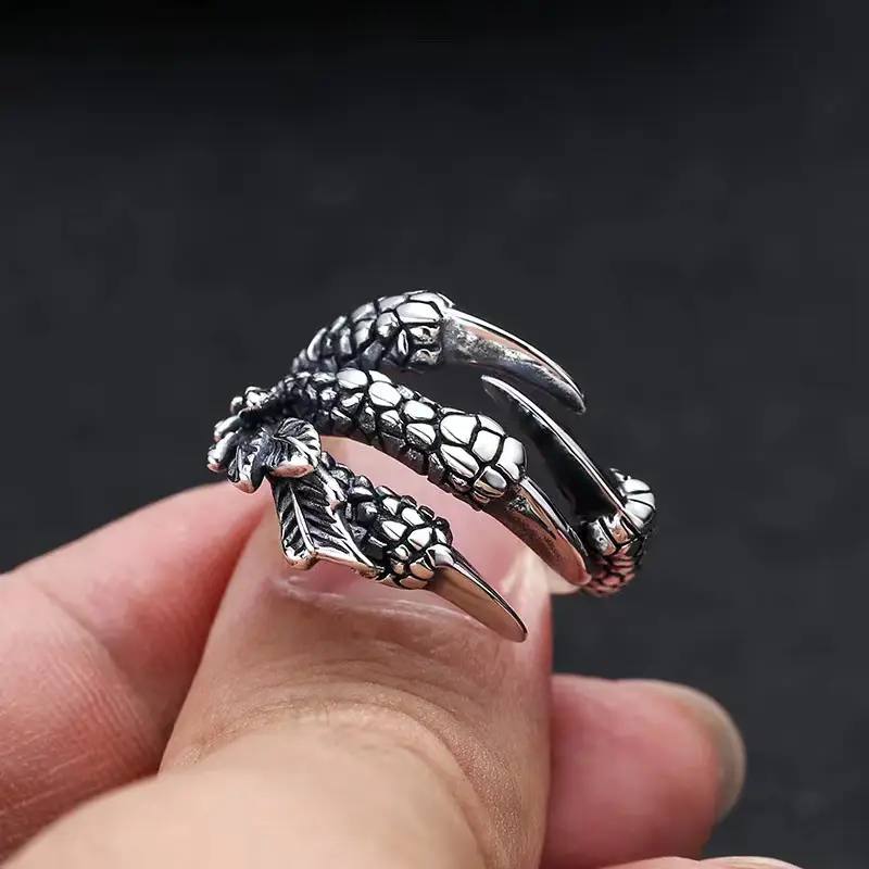 Retro Black Dragon Claw Adjustable Men's Ring - Image 5
