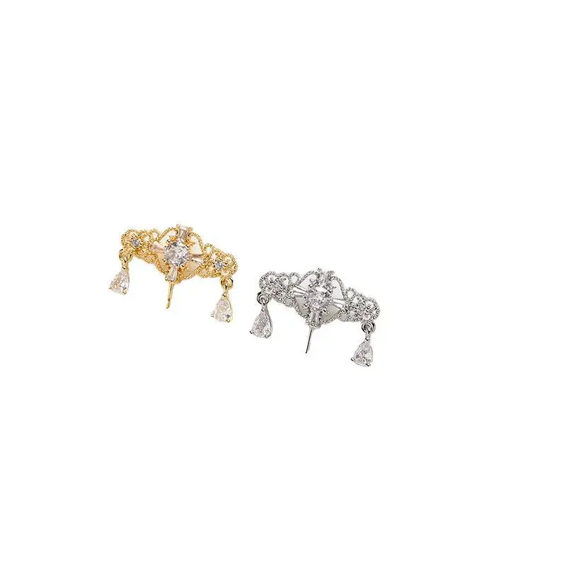 Copper Plated Gold Zircon Crown Earrings 20mm