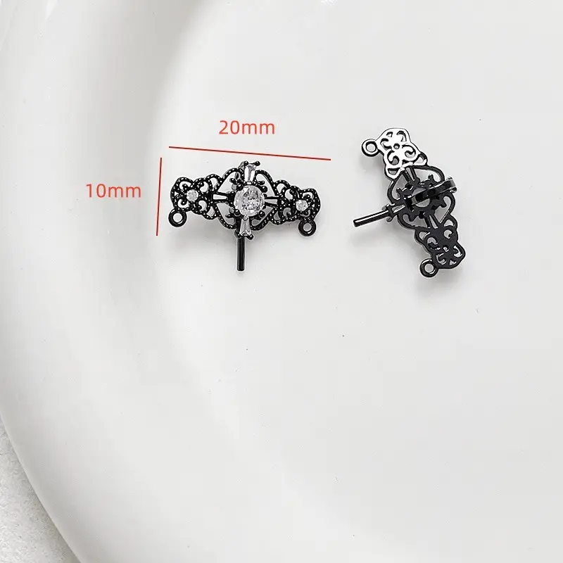Copper Plated Gold Zircon Crown Earrings 20mm
