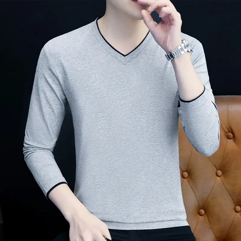 2025 Long Sleeve Men's T-Shirt Black Elastic Embossed - Image 18