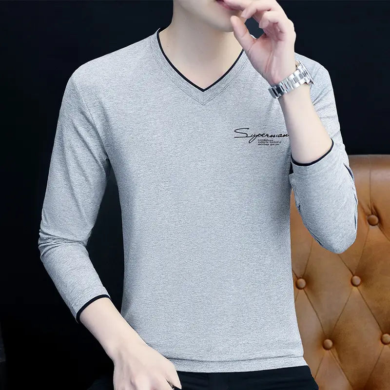 2025 Long Sleeve Men's T-Shirt Black Elastic Embossed - Image 15