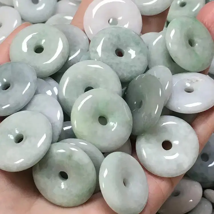 Natural Jadeite Green Bean Necklace with Peace Buckle — feature 10