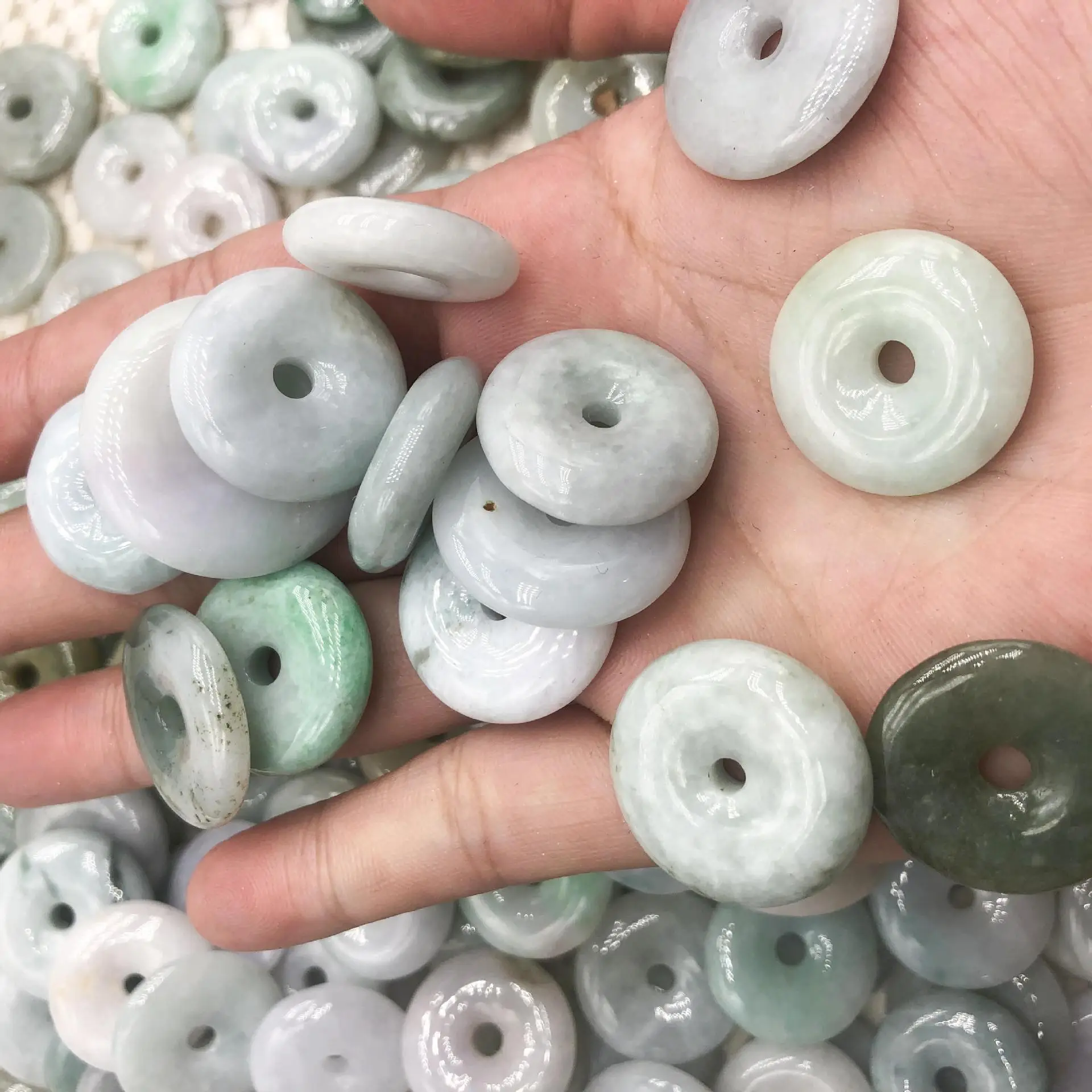 Natural Jadeite Green Bean Necklace with Peace Buckle — feature 14