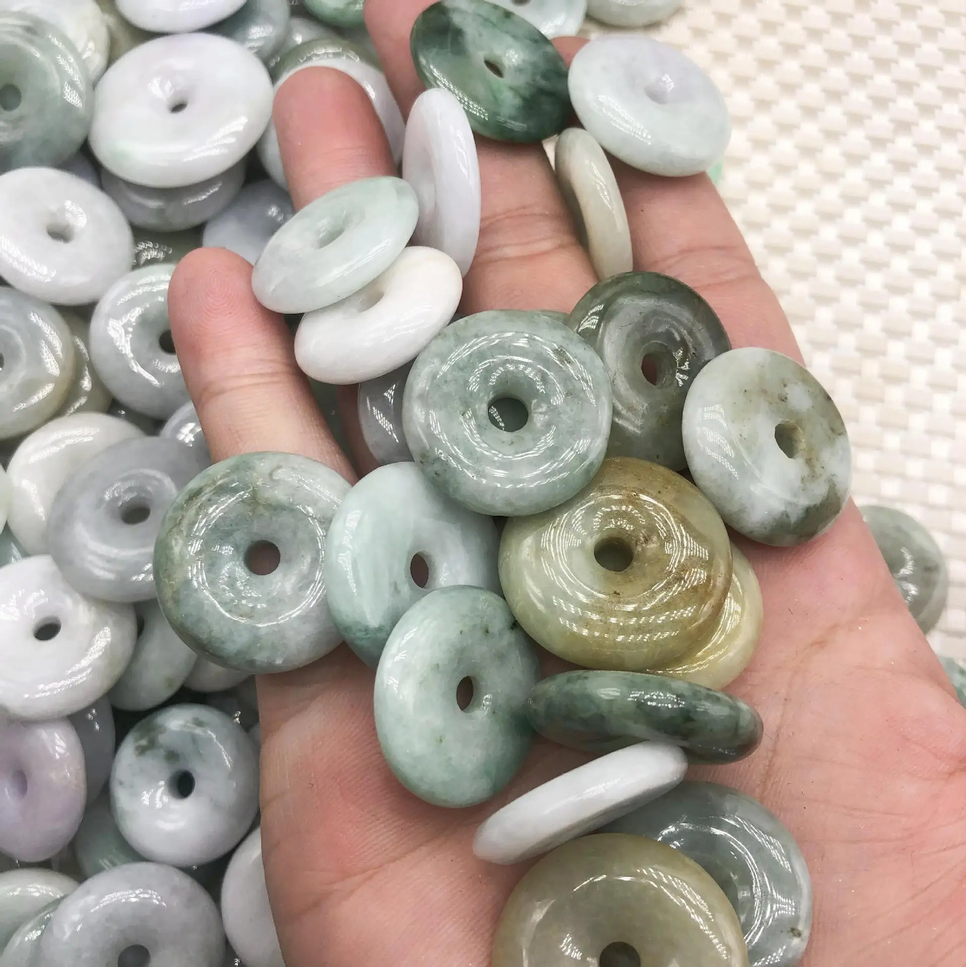 Natural Jadeite Green Bean Necklace with Peace Buckle — feature 15