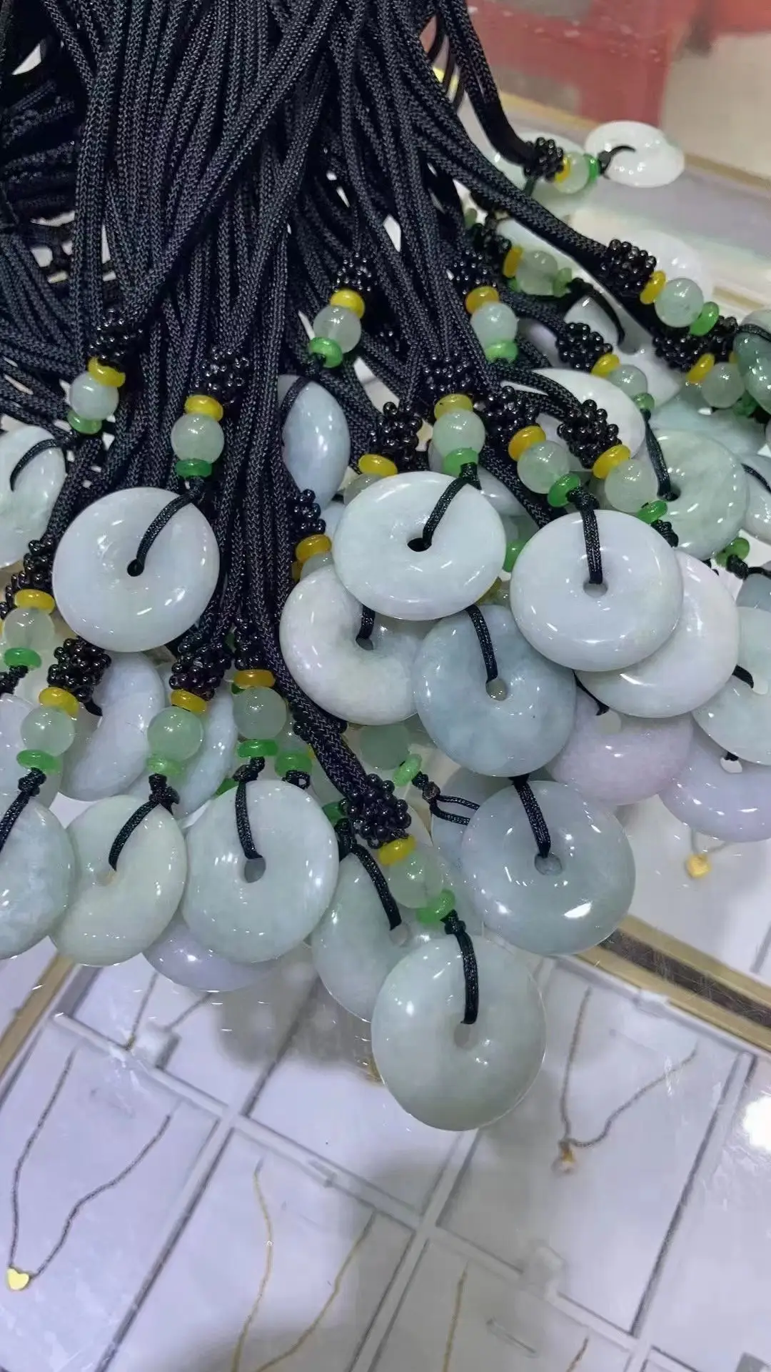 Natural Jadeite Green Bean Necklace with Peace Buckle — feature 4