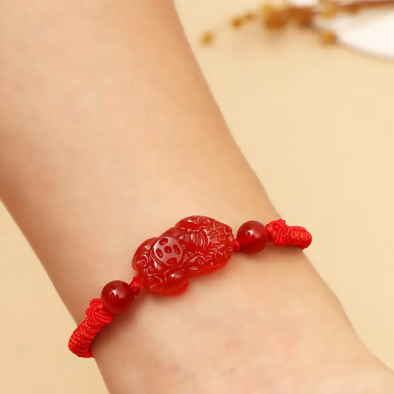 Red Natural Agate Pixiu Bracelet for Men Women - Image 5
