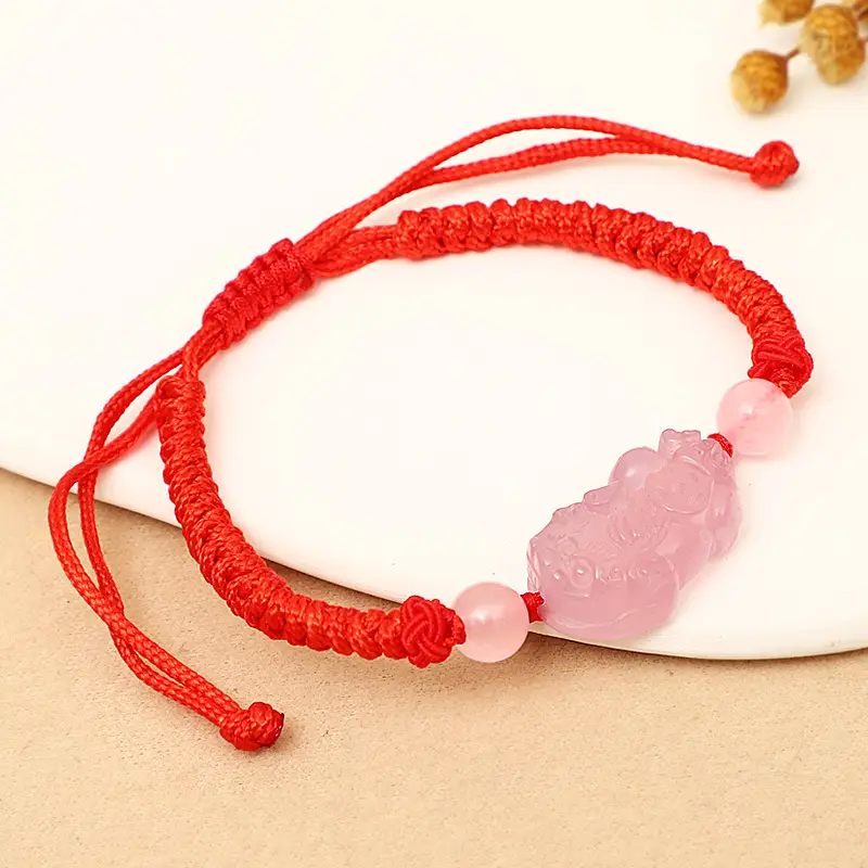 Red Natural Agate Pixiu Bracelet for Men Women - Image 2