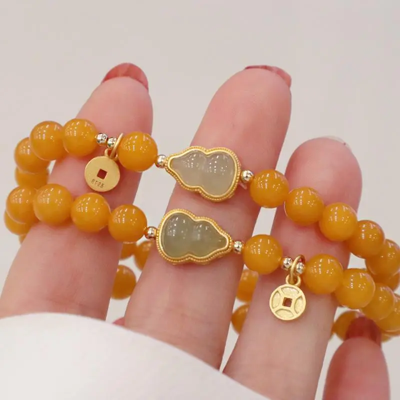 New Style Yellow Jade Gourd Bracelet for Girls - Image 4