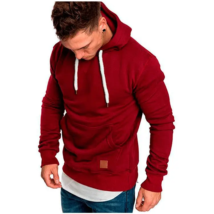 Men Grey Hoodie Pullover Winter Casual Wear Large - Image 12