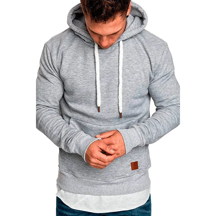 Men Grey Hoodie Pullover Winter Casual Wear Large - Image 13