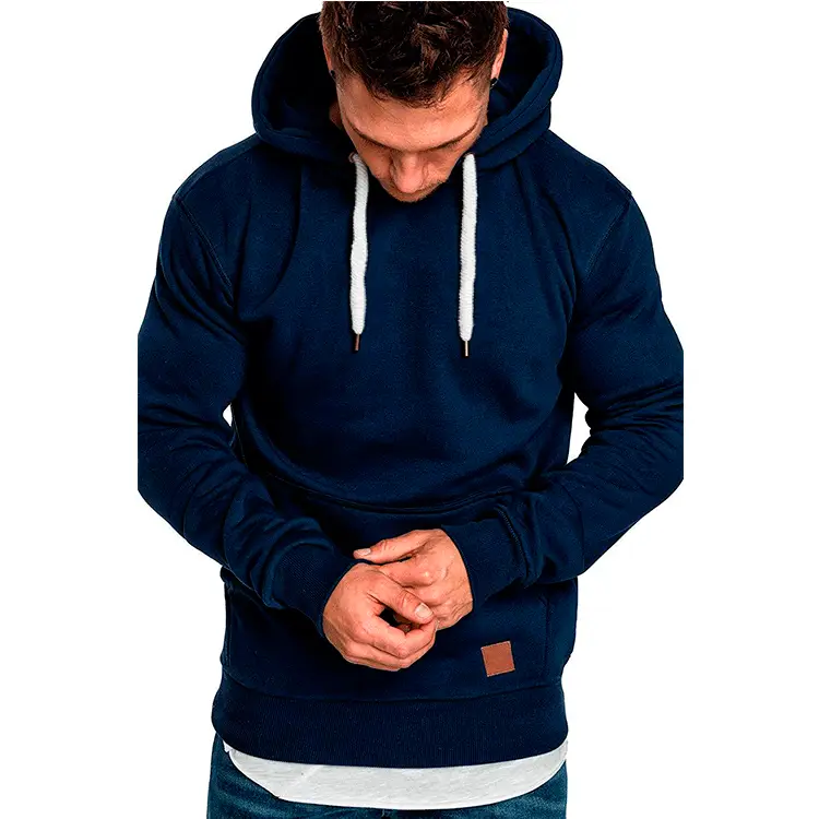 Men Grey Hoodie Pullover Winter Casual Wear Large - Image 2