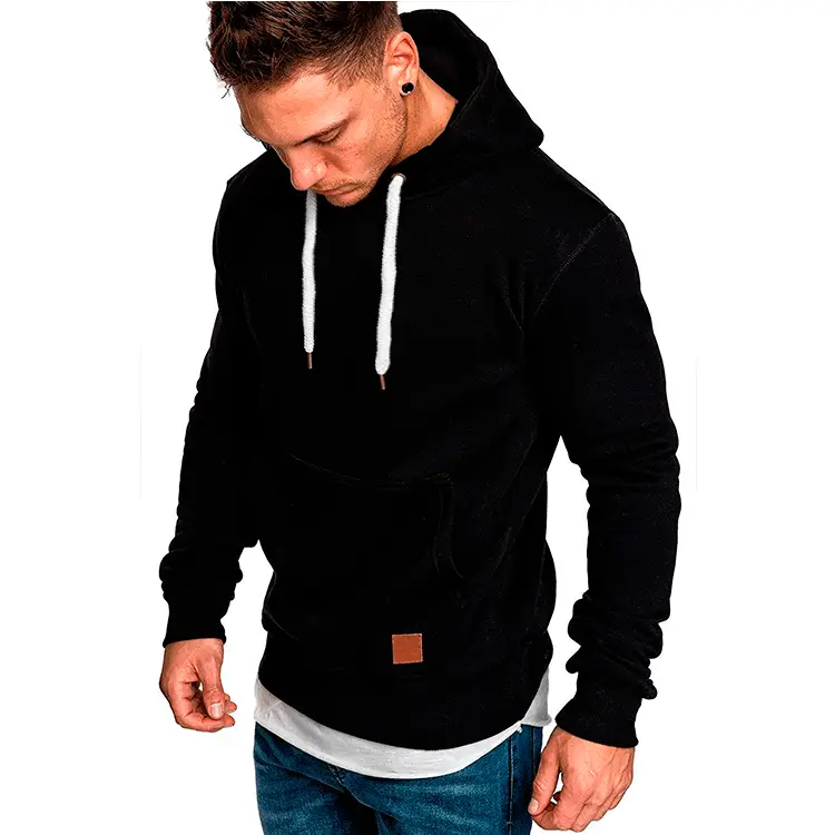 Men Grey Hoodie Pullover Winter Casual Wear Large - Image 3