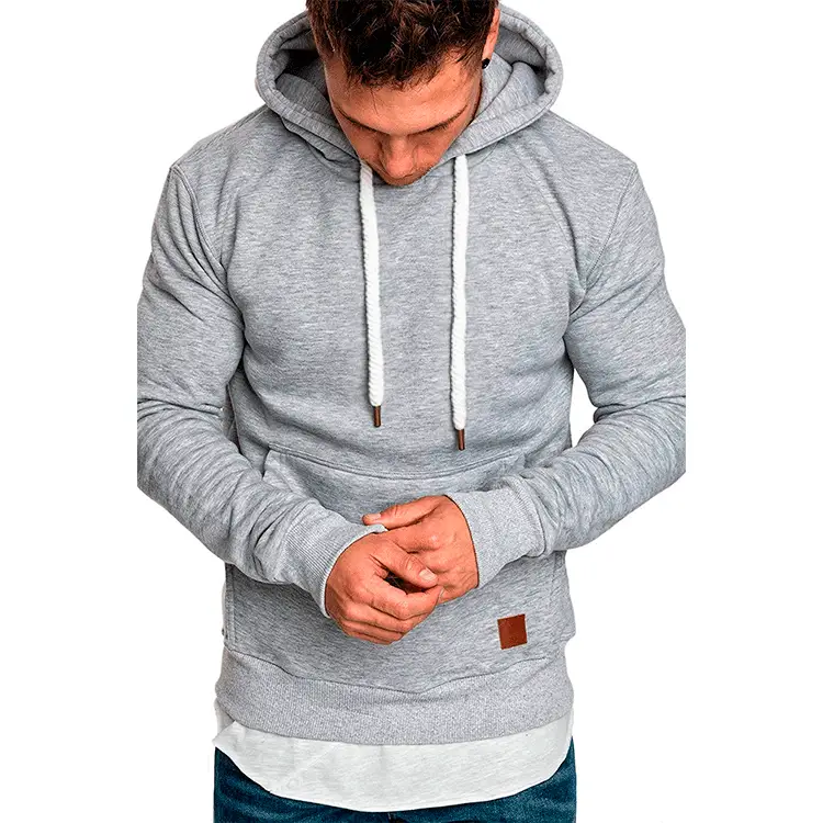 Men Grey Hoodie Pullover Winter Casual Wear Large - Image 8