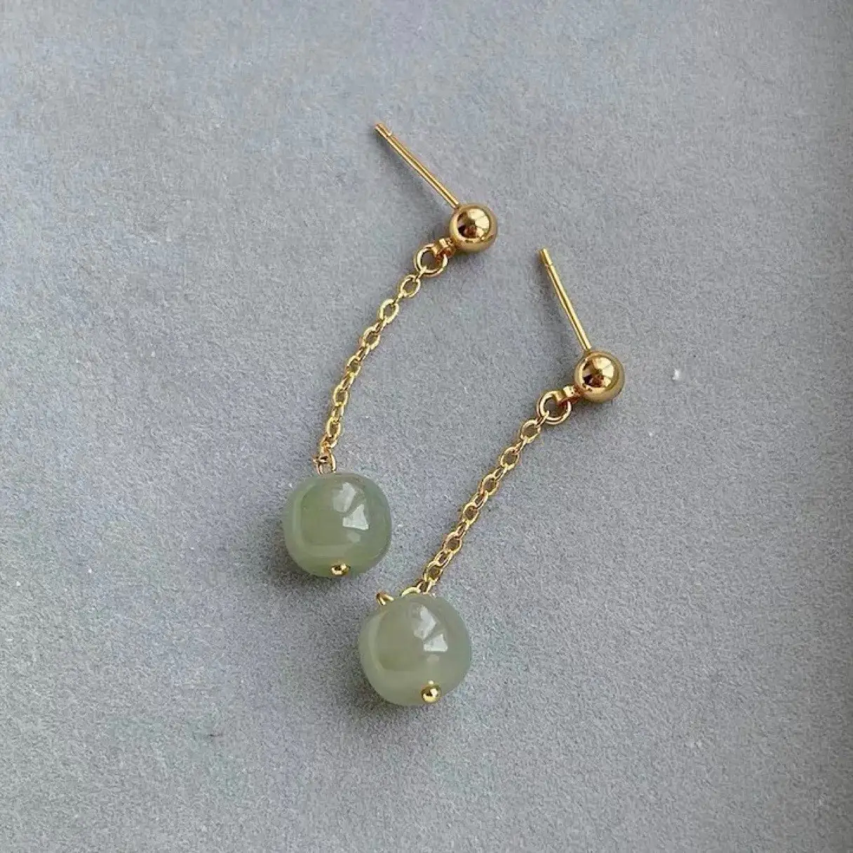 Natural Hetian Jade Long Earrings for Women