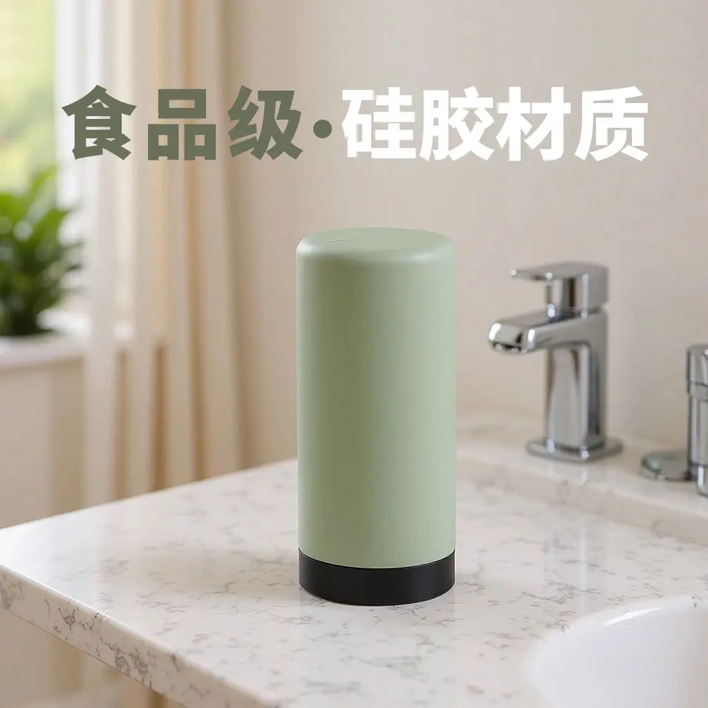 Silicone Dish Soap Bottle Round Cross Opening Light Green - Image 8