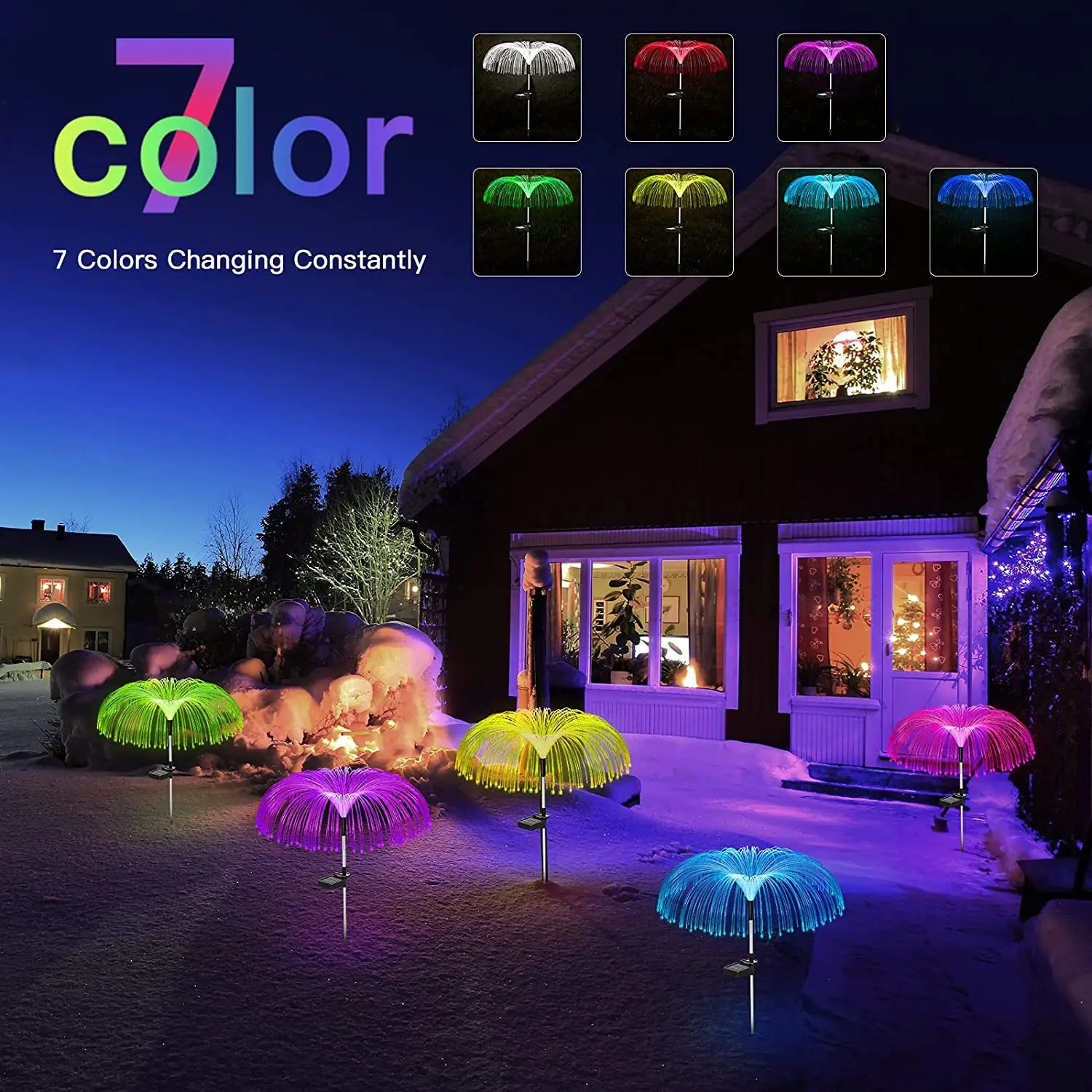 7 Color Changing Solar Flower Lights for Outdoor Decor - Image 9