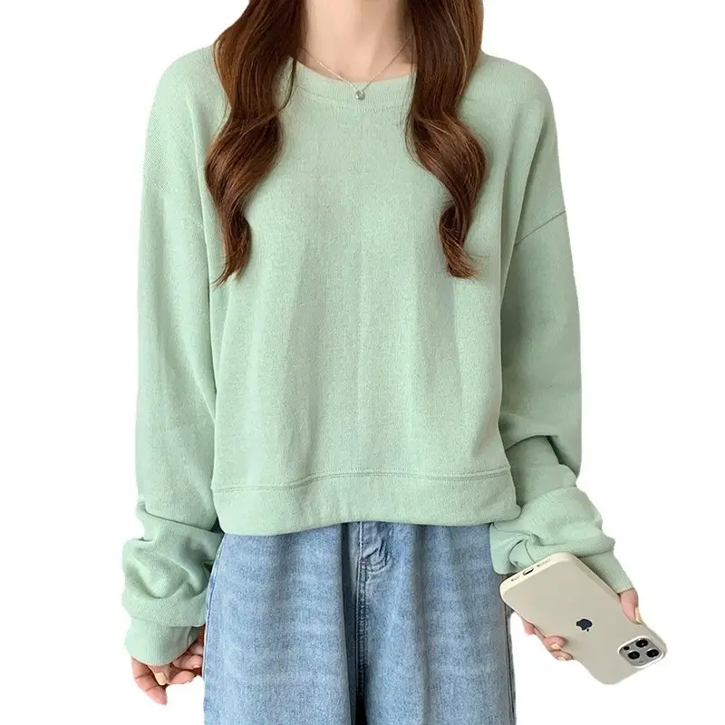 Women Korean Style Short Sleeve T-Shirt Blue Loose Fit - Image 11