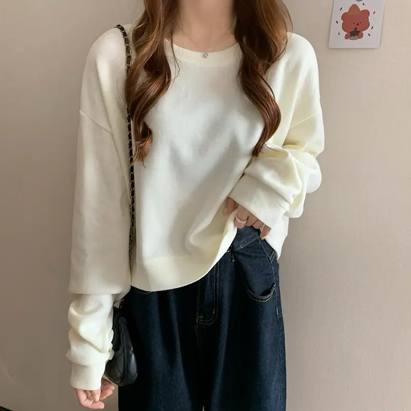 Women Korean Style Short Sleeve T-Shirt Blue Loose Fit - Image 3