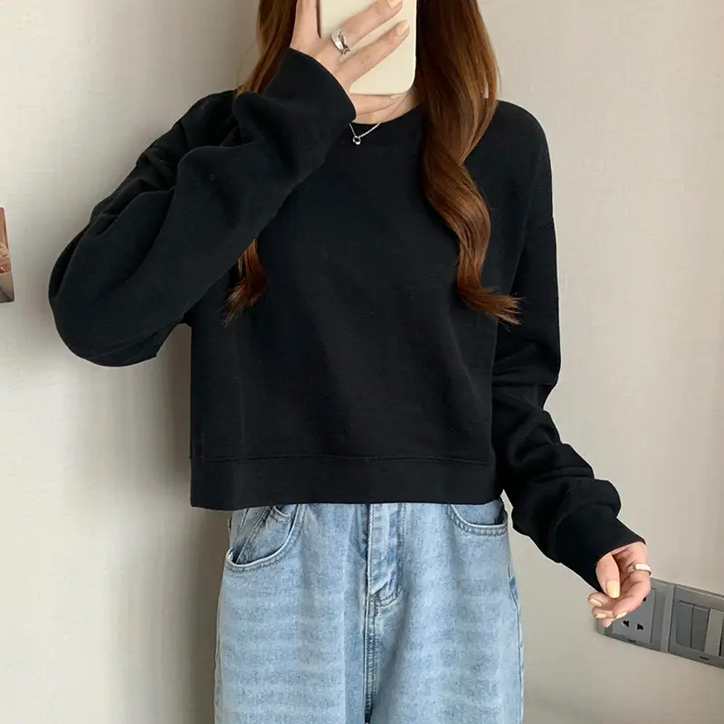 Women Korean Style Short Sleeve T-Shirt Blue Loose Fit - Image 5