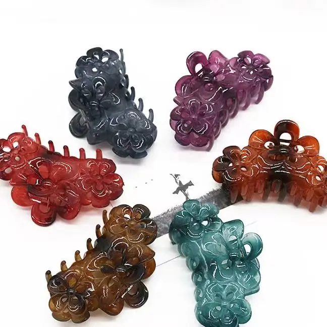 Purple Floral Drop Hair Clip for Women