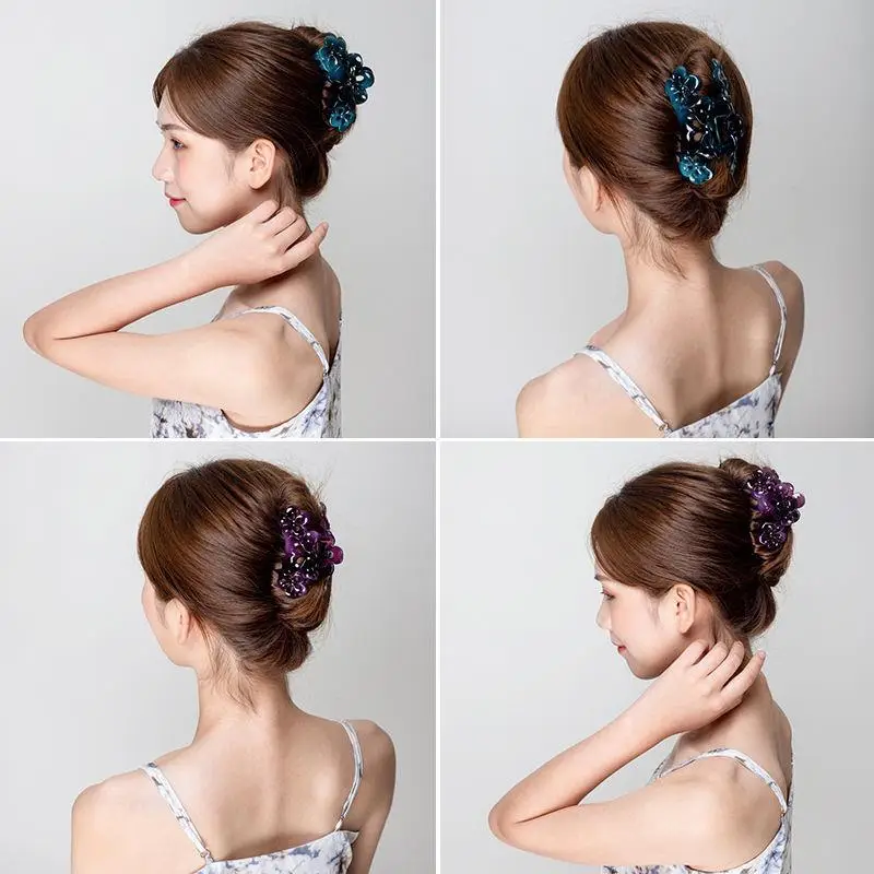 Purple Floral Drop Hair Clip for Women
