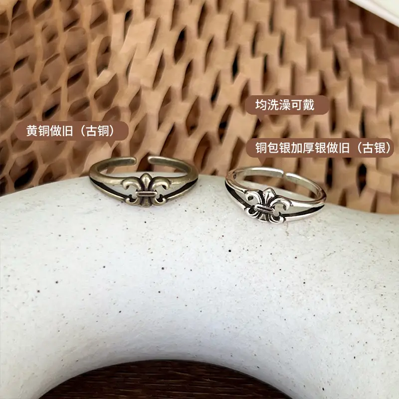 925 Silver Cross Ins Rings Double Layer Sterling Gold - Image 3