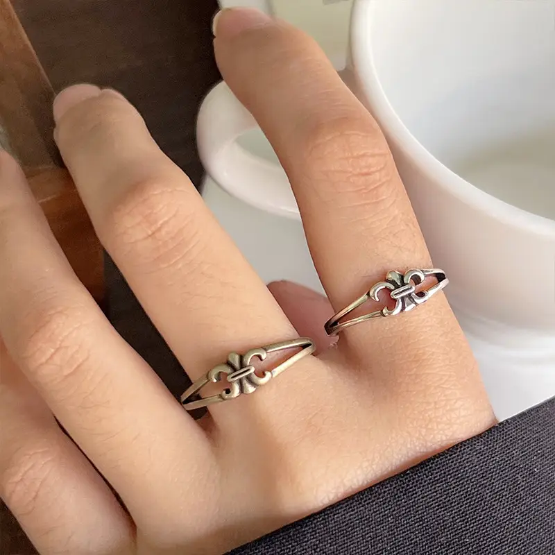 925 Silver Cross Ins Rings Double Layer Sterling Gold — feature 12