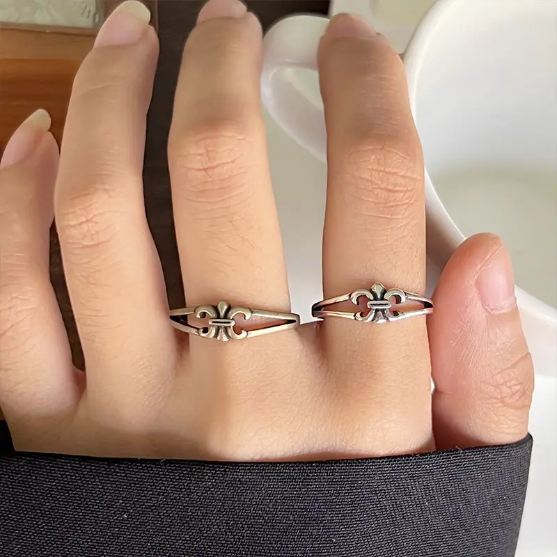 925 Silver Cross Ins Rings Double Layer Sterling Gold — feature 13