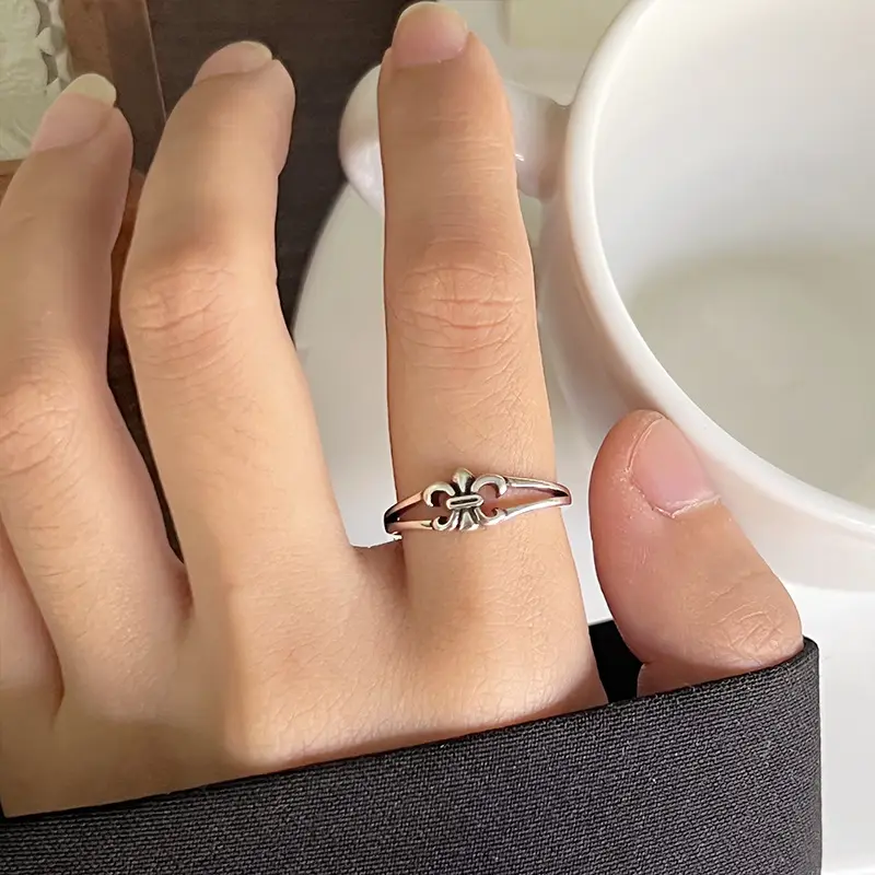925 Silver Cross Ins Rings Double Layer Sterling Gold — feature 15