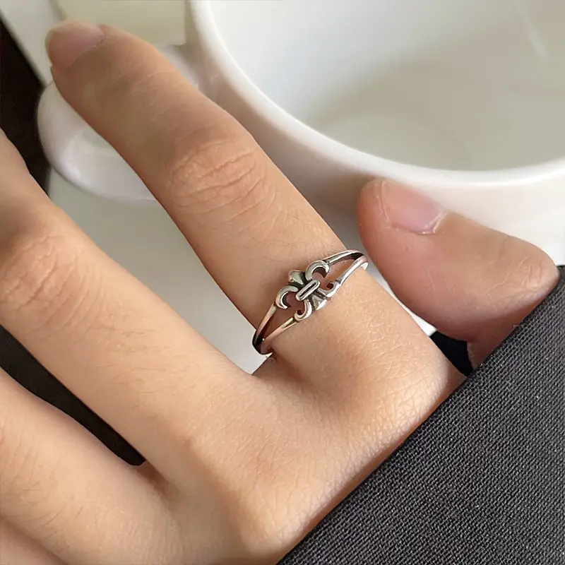 925 Silver Cross Ins Rings Double Layer Sterling Gold — feature 16
