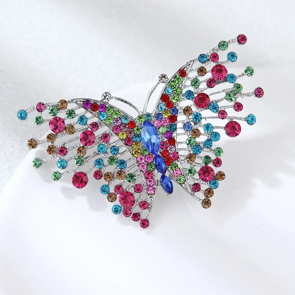 Blue Butterfly Colorful Rhinestone Brooch for Women
