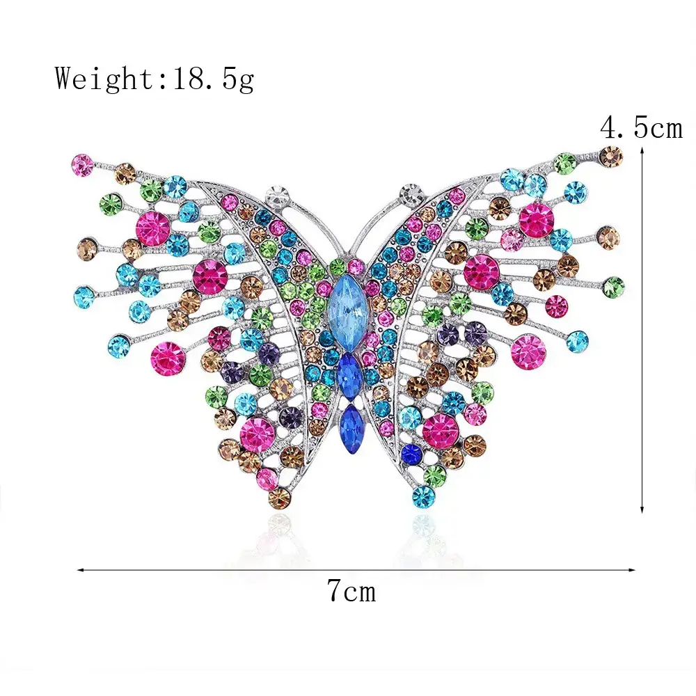 Blue Butterfly Colorful Rhinestone Brooch for Women