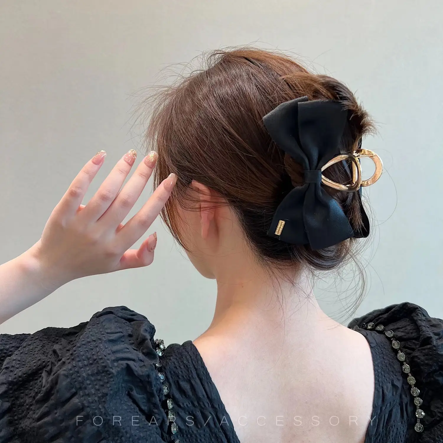 Satin Bow Hairpin Clip Large Back Clip Cross Hairpin — feature 11