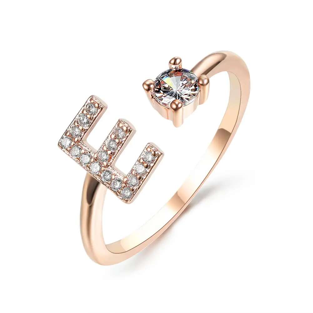 Rose Gold Moon Moon Ring with Crystal Center Stone