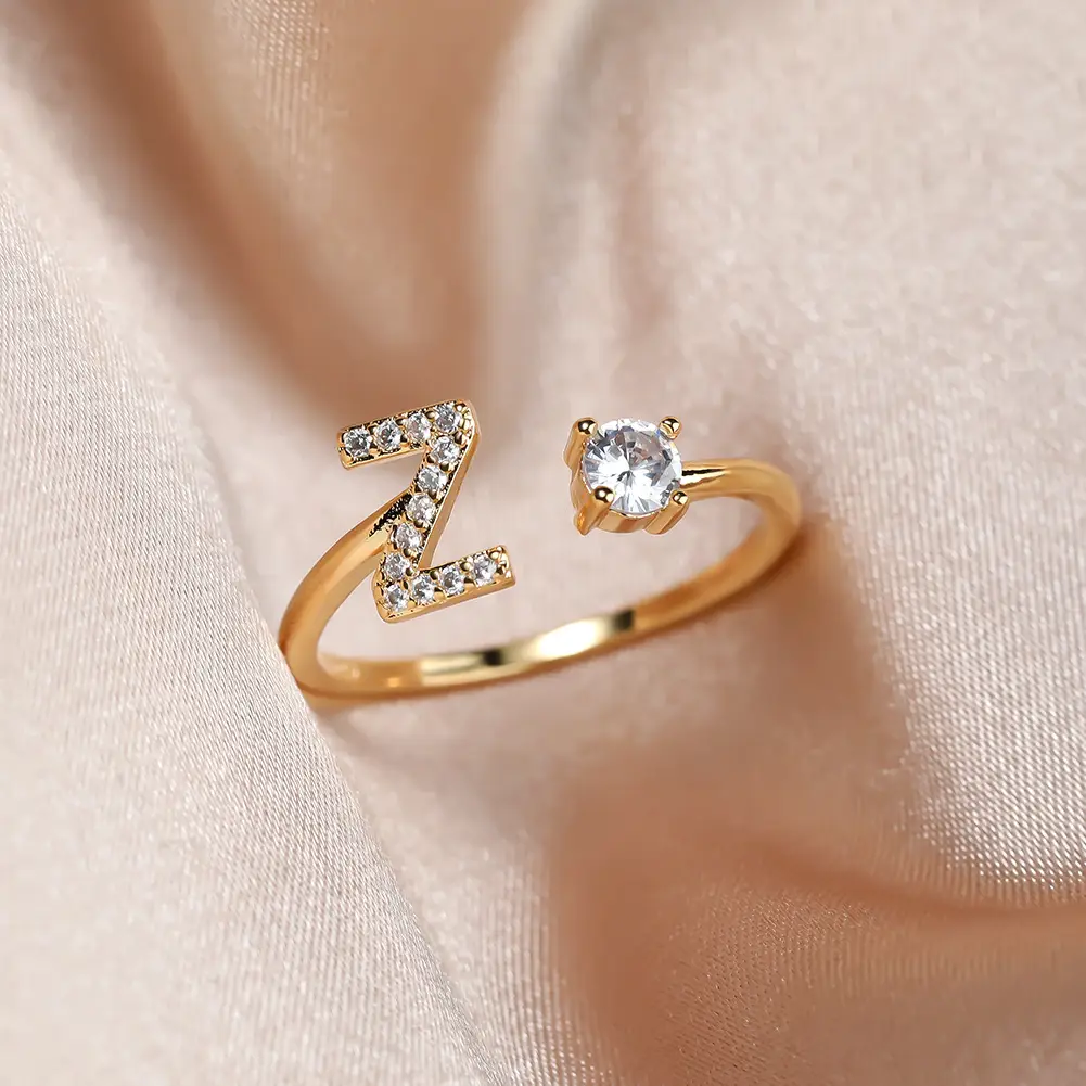 Rose Gold Moon Moon Ring with Crystal Center Stone