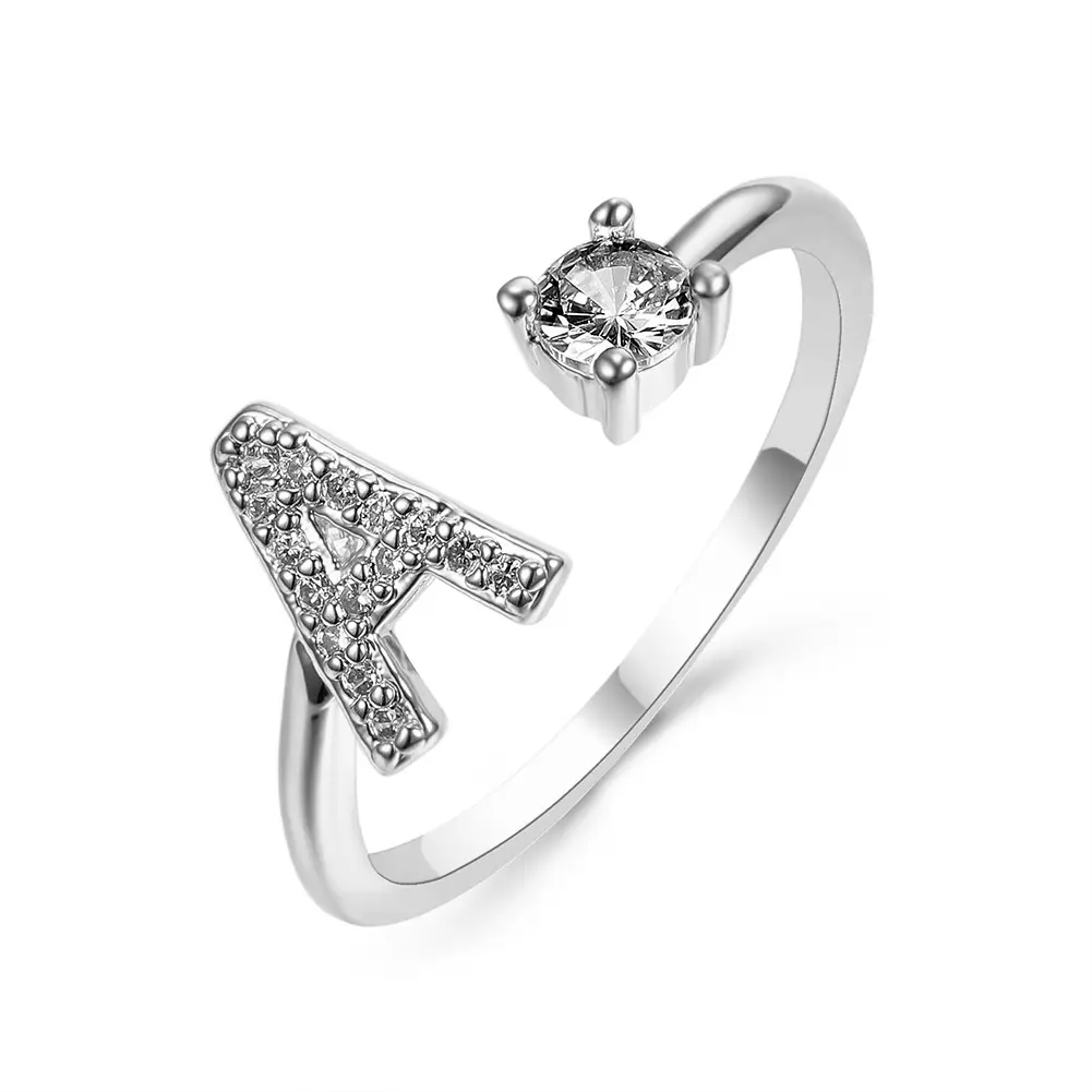 Rose Gold Moon Moon Ring with Crystal Center Stone