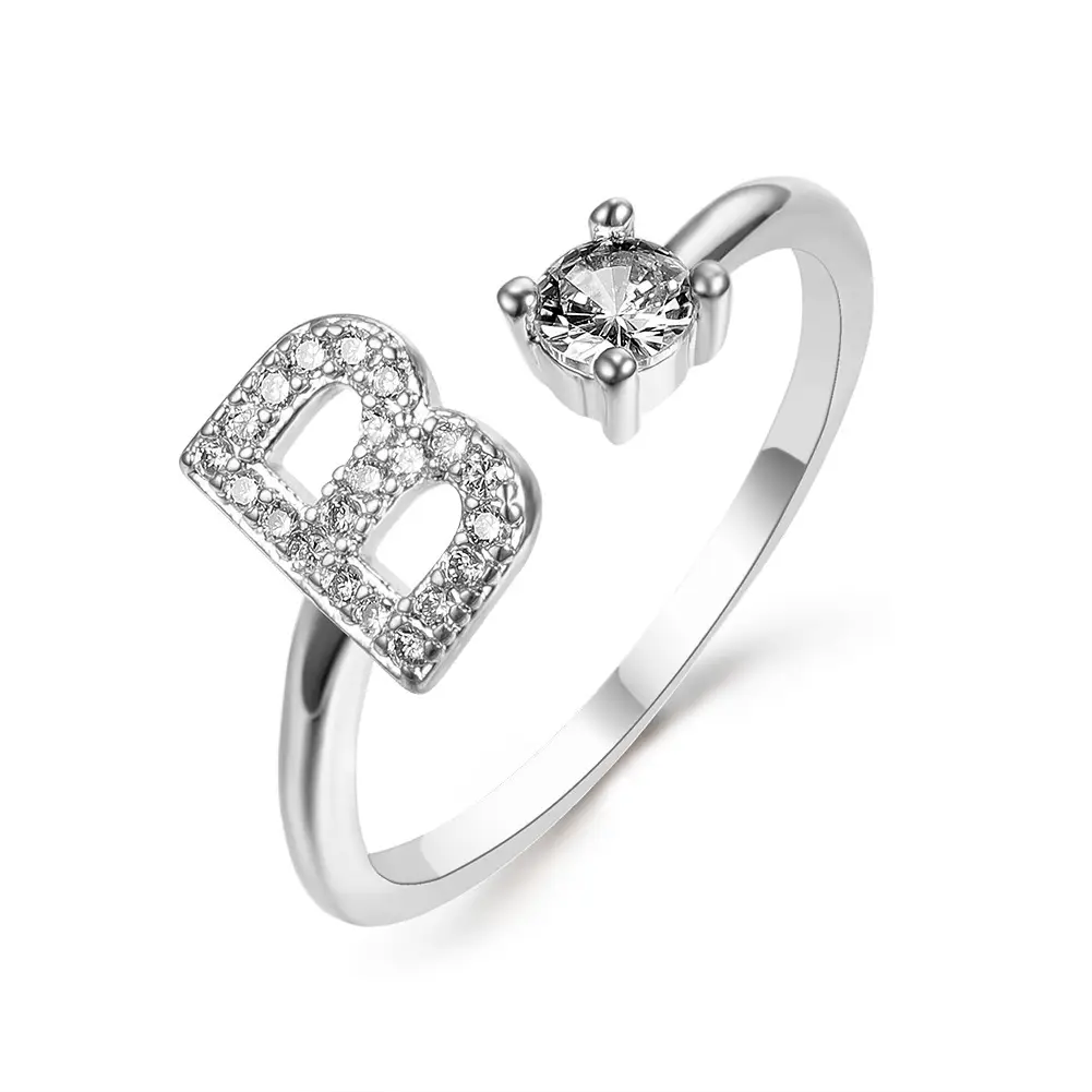 Rose Gold Moon Moon Ring with Crystal Center Stone
