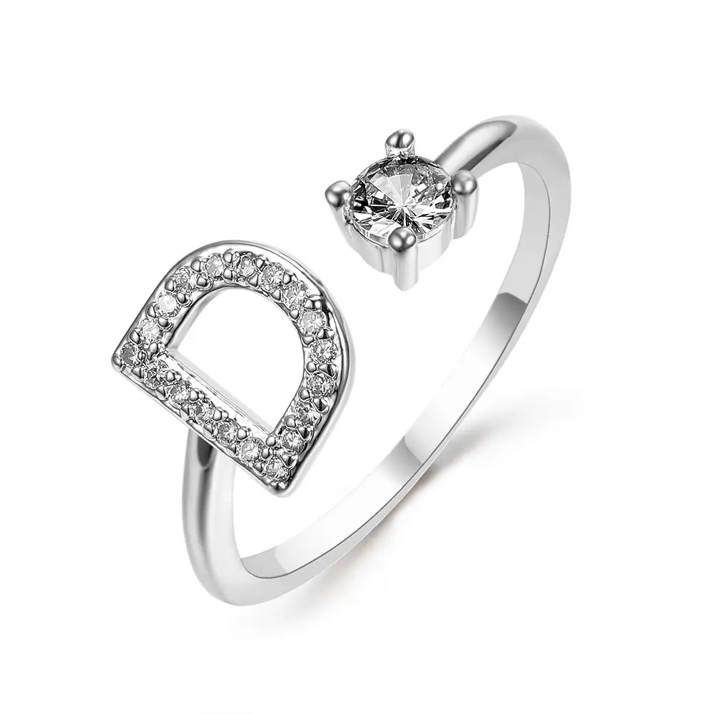 Rose Gold Moon Moon Ring with Crystal Center Stone