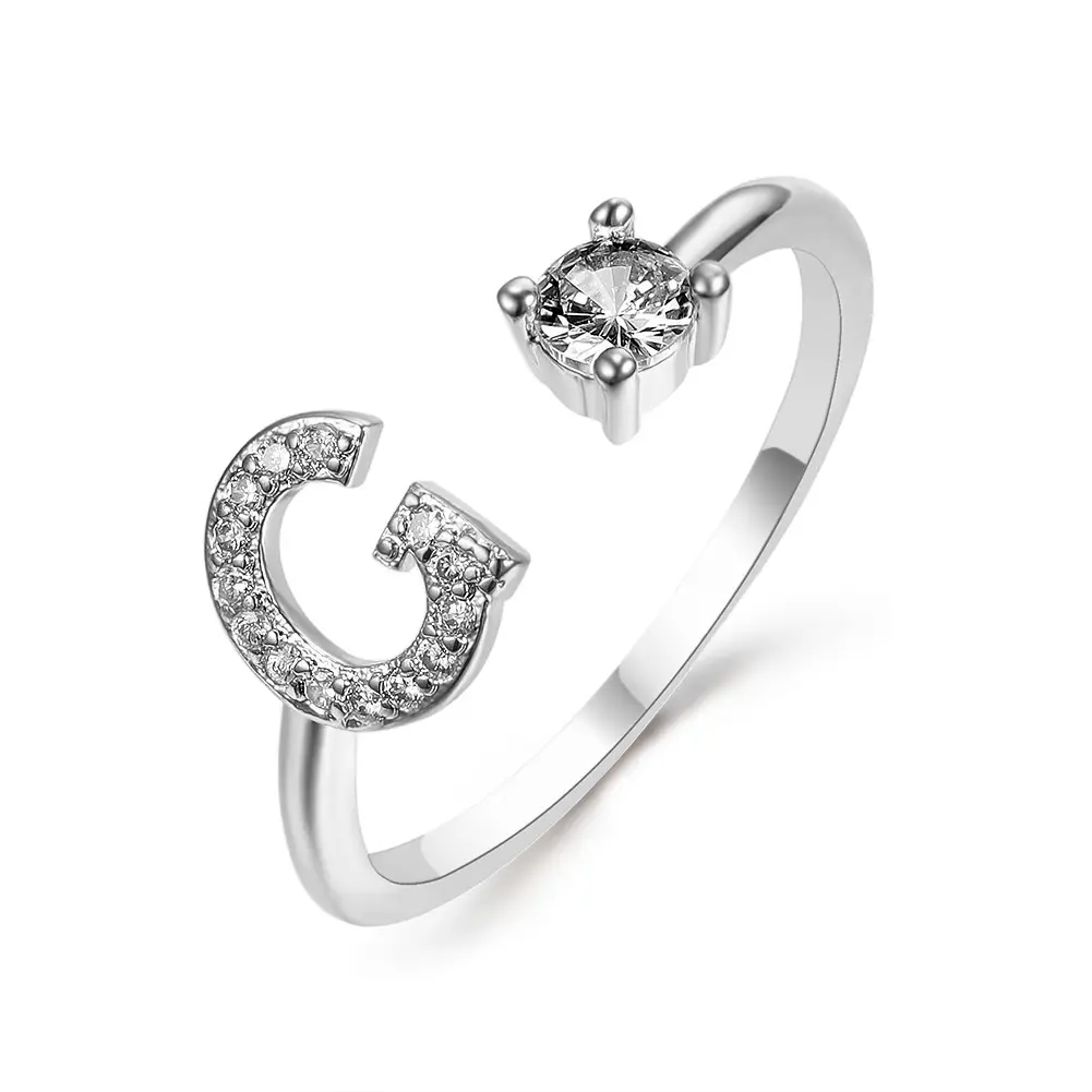 Rose Gold Moon Moon Ring with Crystal Center Stone