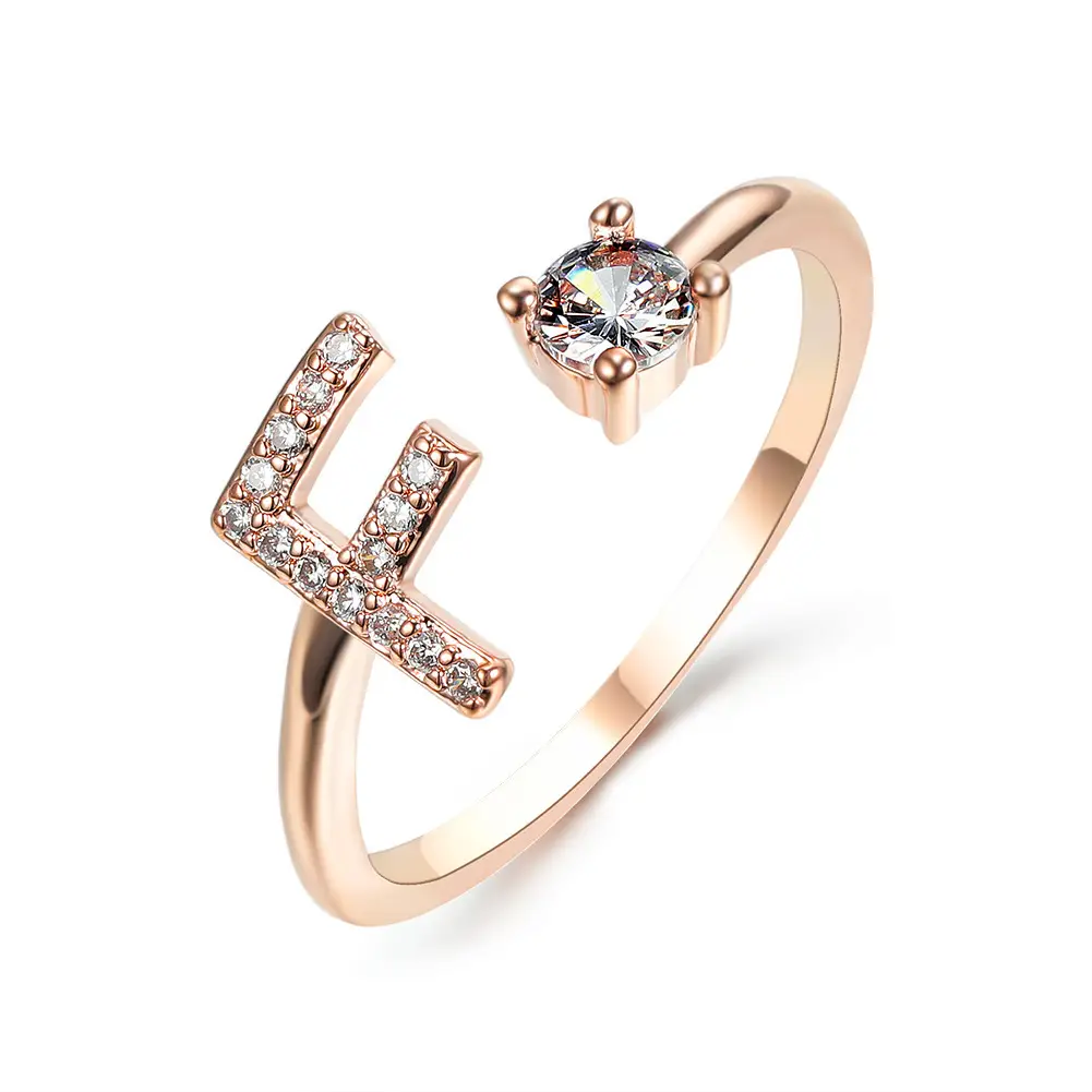Rose Gold Moon Moon Ring with Crystal Center Stone