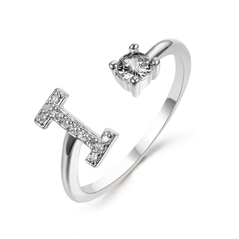 Rose Gold Moon Moon Ring with Crystal Center Stone