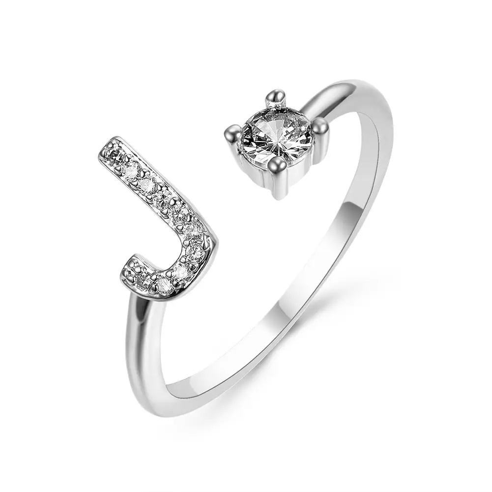 Rose Gold Moon Moon Ring with Crystal Center Stone