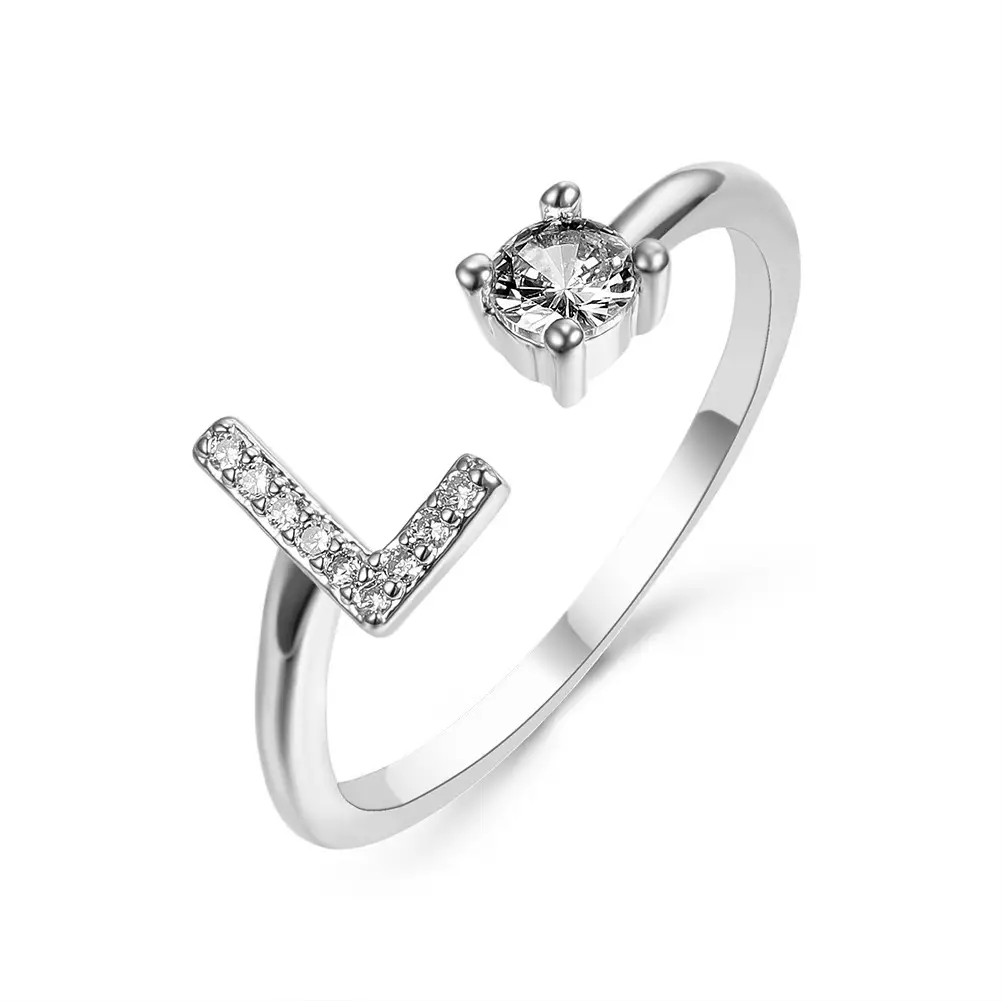 Rose Gold Moon Moon Ring with Crystal Center Stone