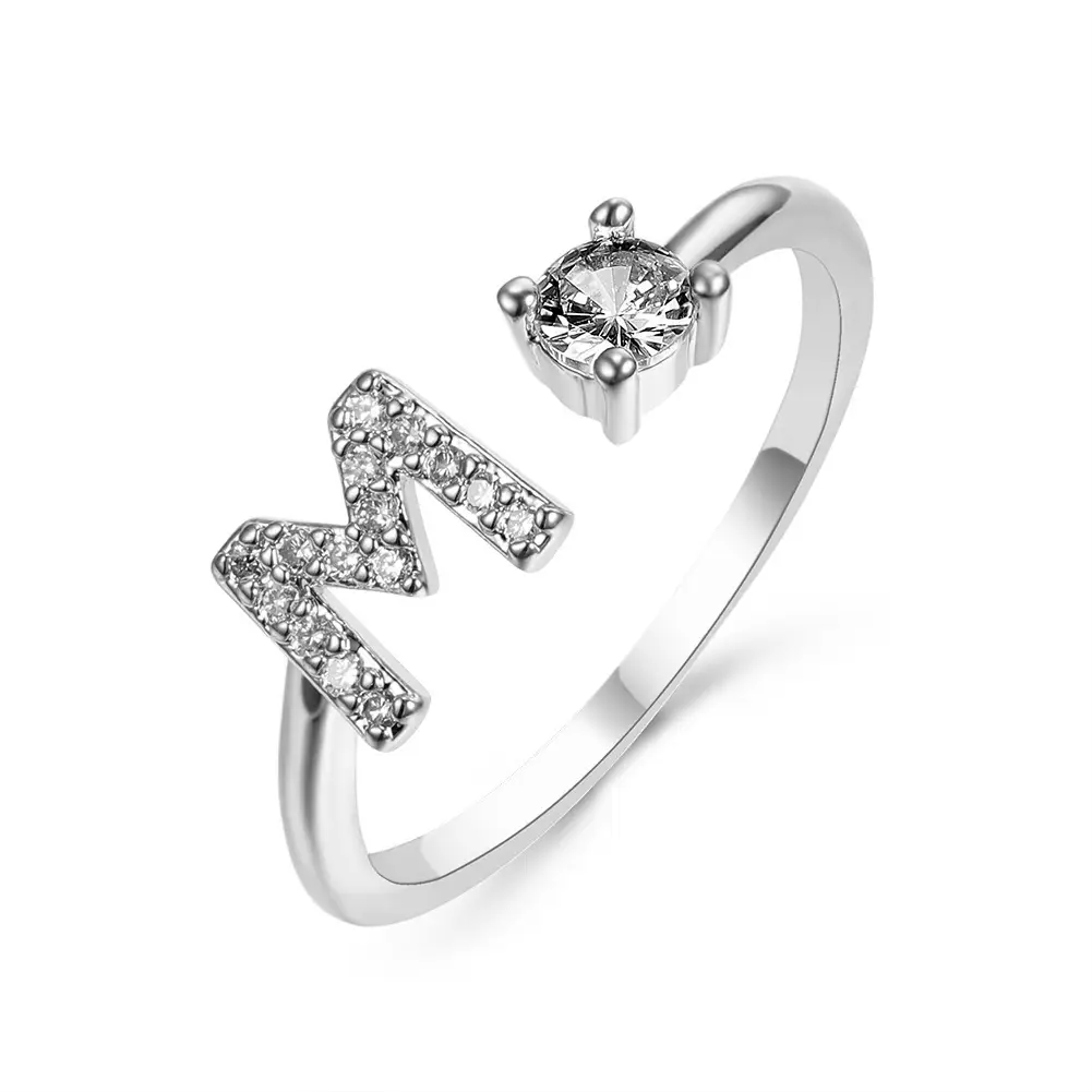 Rose Gold Moon Moon Ring with Crystal Center Stone