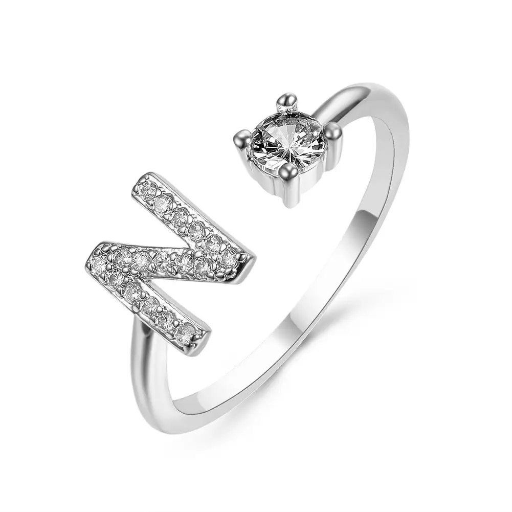 Rose Gold Moon Moon Ring with Crystal Center Stone